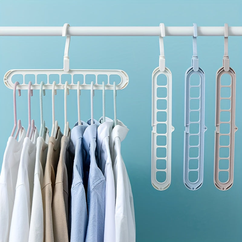 9-in-1 Folding Clothes Hanger with 9 Holes Wall-Mounted Plastic Drying Rack Organizer for Bathroom Bedroom Closet