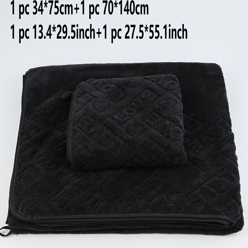 2 dona Coral Velvet yuvinish va vanna to'plami, qo'l sochiqlari va vanna o'rash bilan, 34x75cm yoki 70x140cm