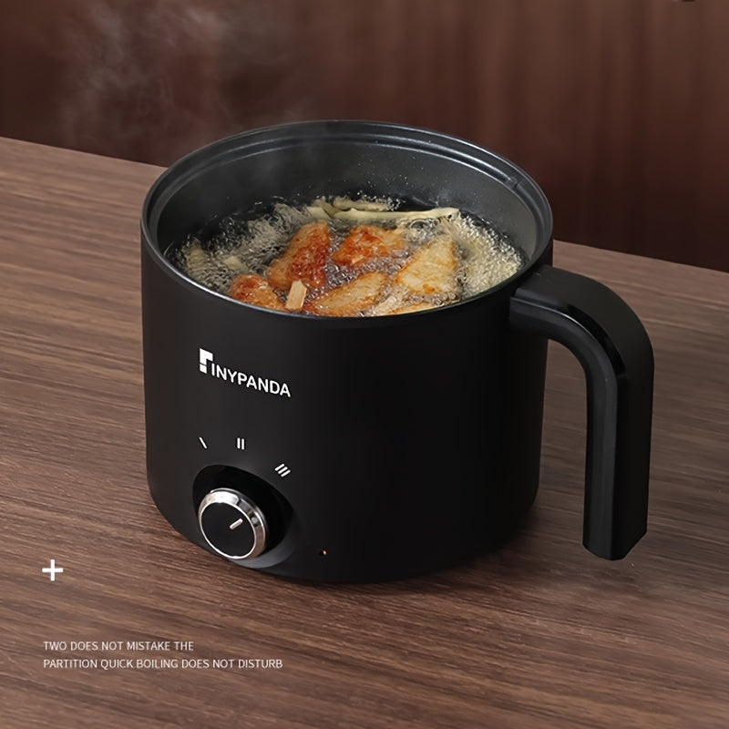 Compact black electric hot pot with multiple functions non-stick frying pan European plug