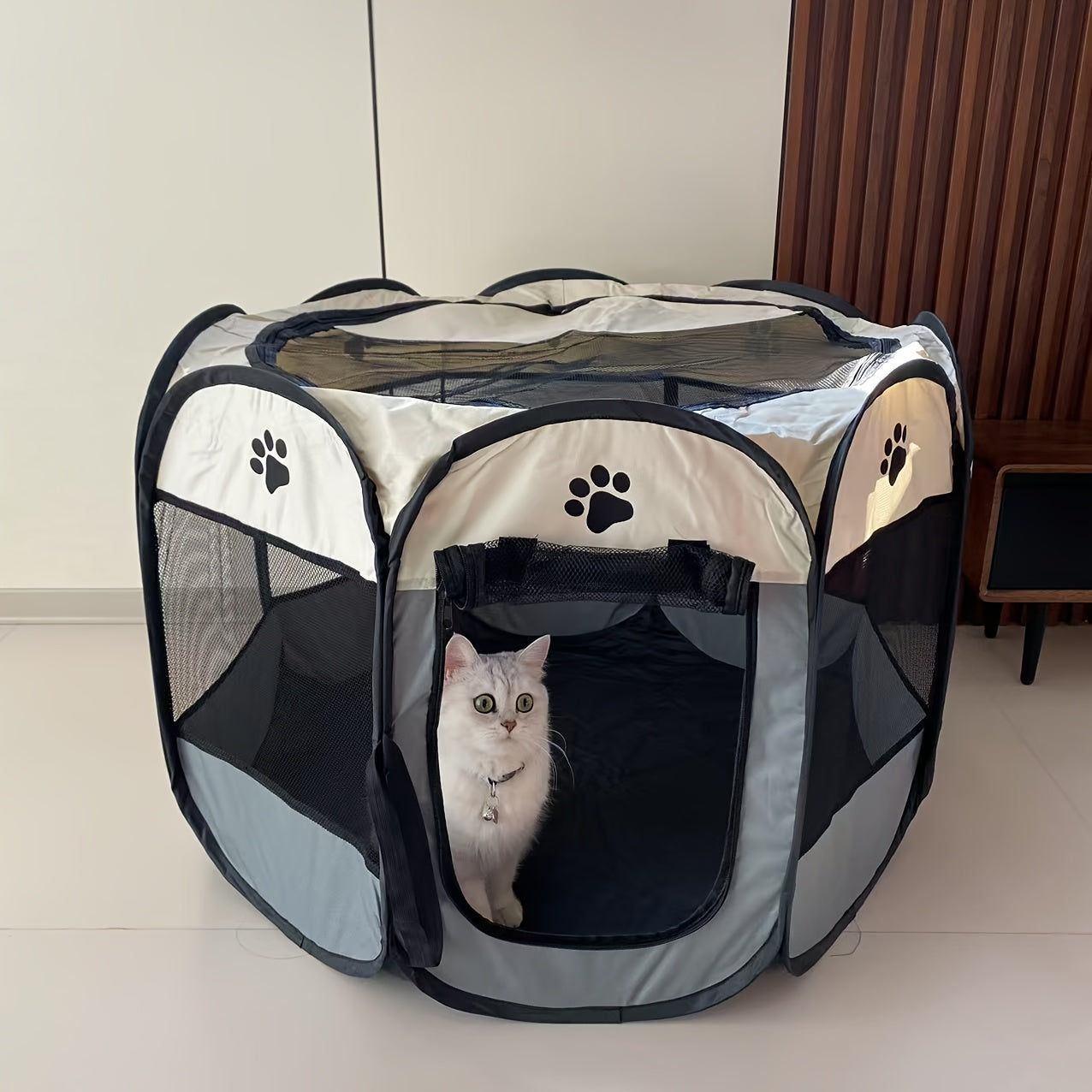 Eight-Sided Foldable Pet Cage for Dogs and Cats Made of Durable Oxford Cloth