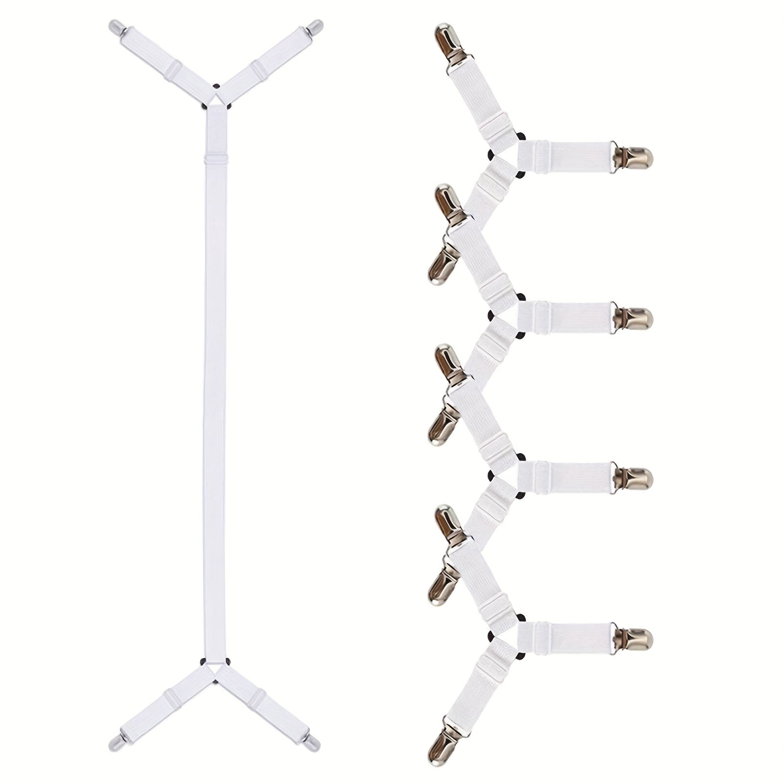 5-Piece Bed Sheet Clips Set with Elastic Cushion Covers and Fastening Belts