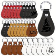 30 Pack PU Leather Key Fob Blanks with Laser Engraving for Gifting and Crafting