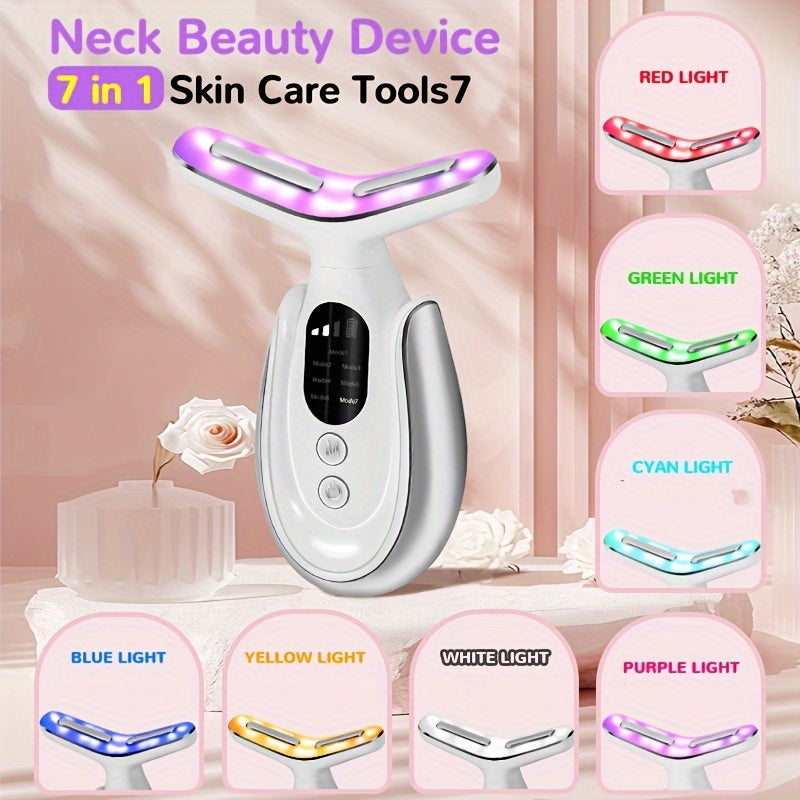 USB Rechargeable Massager with 7 Modes Heating Function Pink and White Portable Relaxation Tool