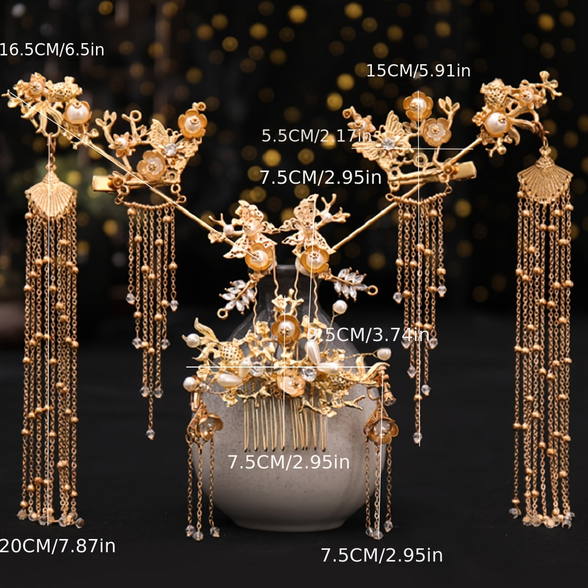 Retro Hair Stick Hair Comb and Earrings Set for Women Hair Accessories