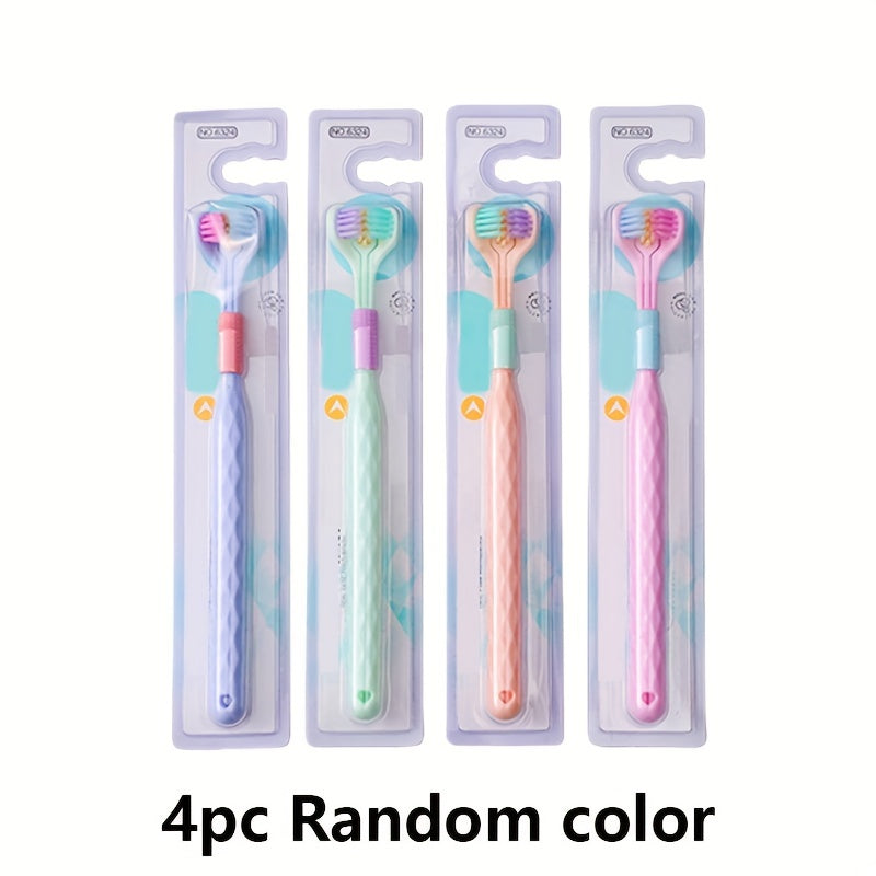 Взрослая мягкая жесткая щетина зубная щетка с 360-градусной тройной головкой из полипропилена