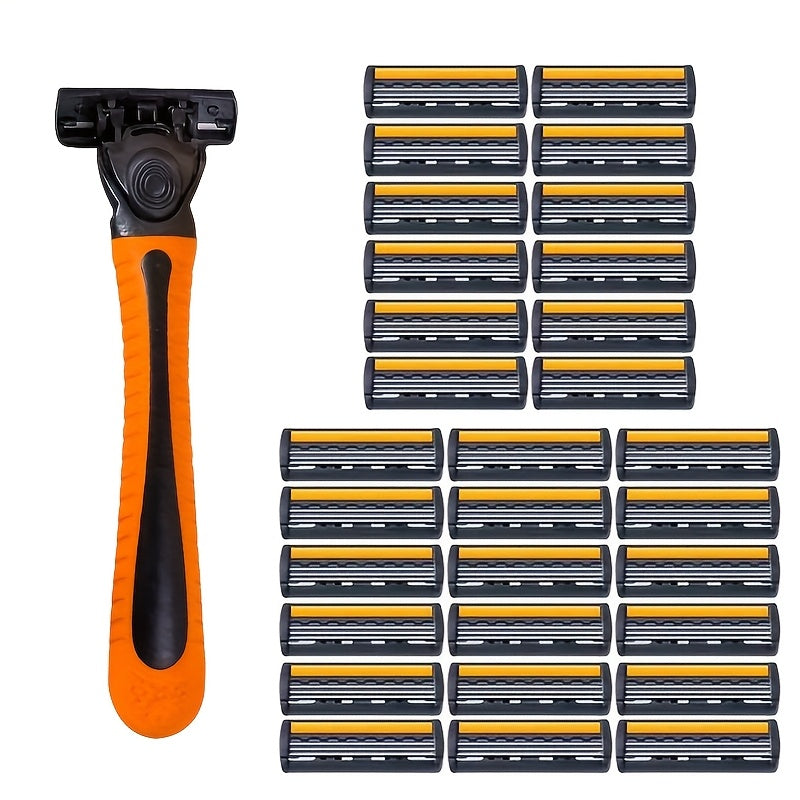 Men Stainless Steel Safety Razor Kit with Blades and Plastic Handle