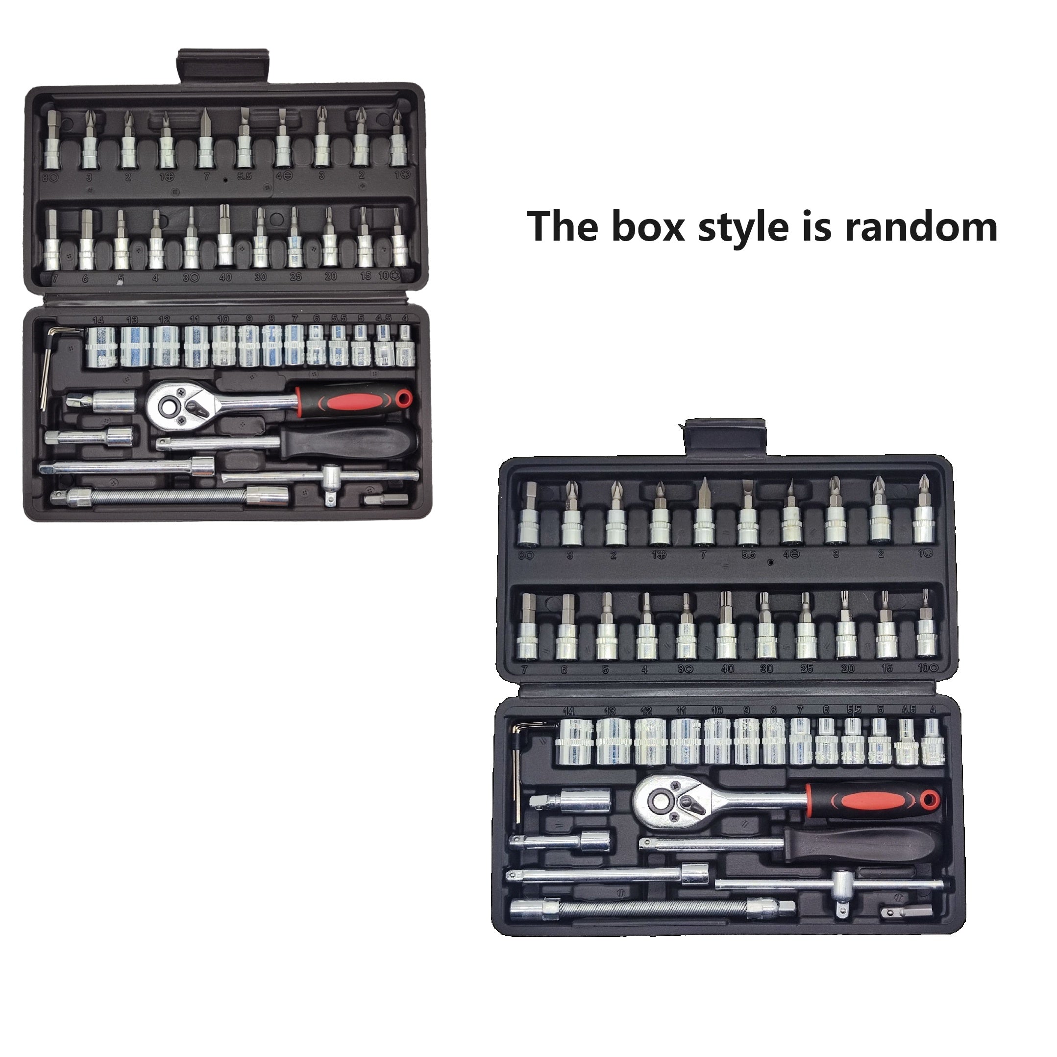 Universal Car and Bicycle Repair Tool Set 46/216 Pieces with Sockets and Drive