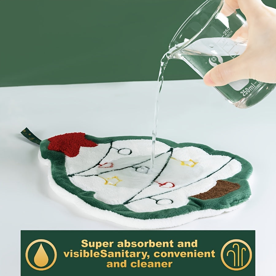 Christmas Themed Quick-Dry Hand Towel Thick Breathable Festive Design