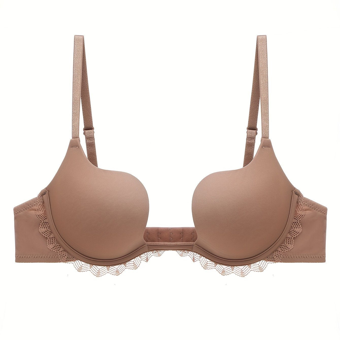 Women's Lace Trim Plunge Underwire Bra Comfortable Sexy