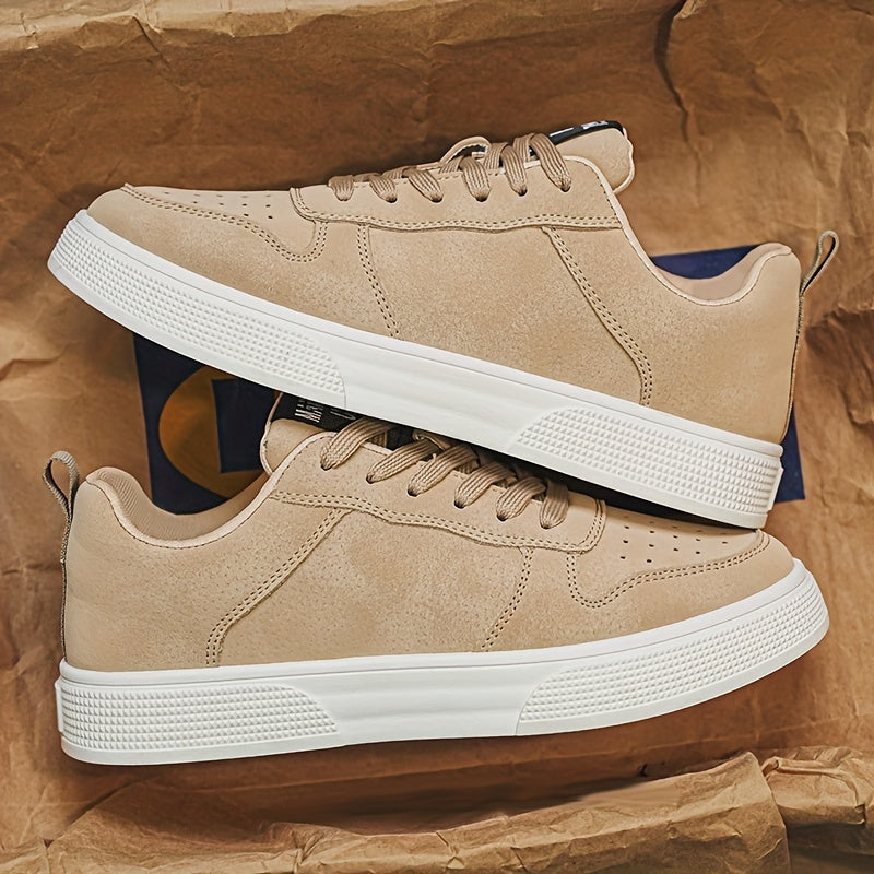 Мужские повседневные кроссовки в уличном стиле, однотонные, дышащий искусственный верх, нескользящая ПВХ подошва, низкий топ