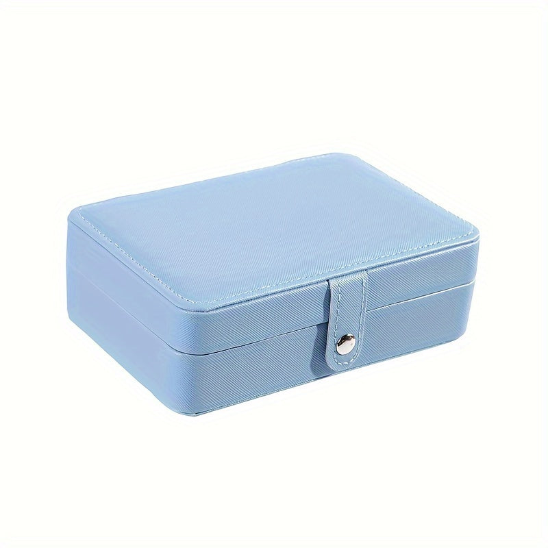 Double Layer Jewelry Box with Cross Pattern Faux Leather Velvet Interior for Watches and Accessories