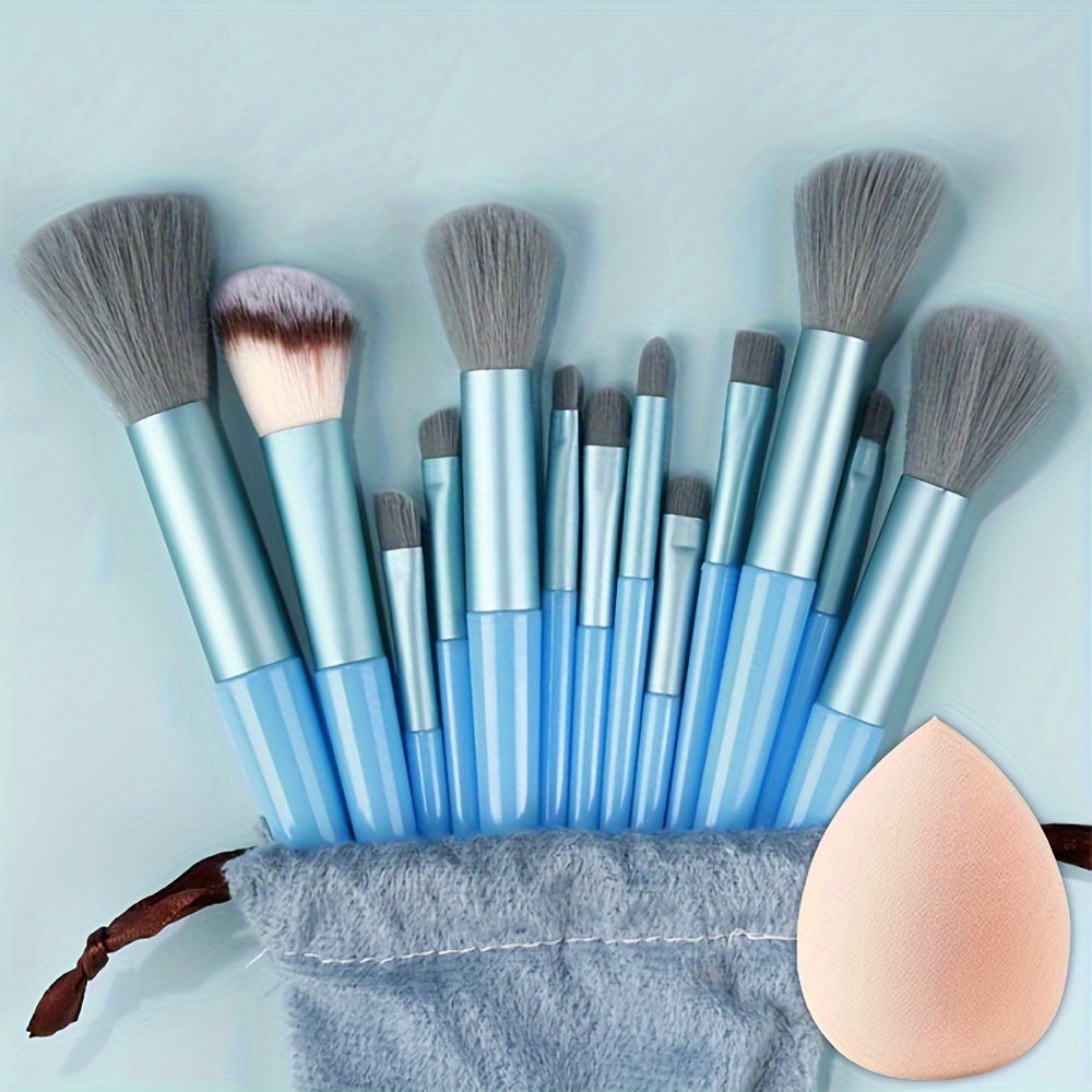 13pcs Makeup Brush Set Nylon Bristles Professional Fluffy for Face Eyeshadow Blush