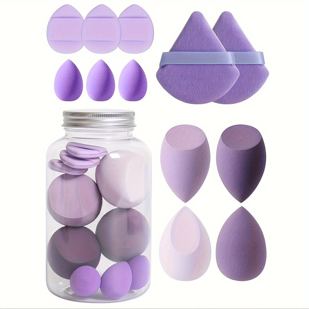 Set de 12 esponjas de maquillaje sin látex para base líquida y corrector