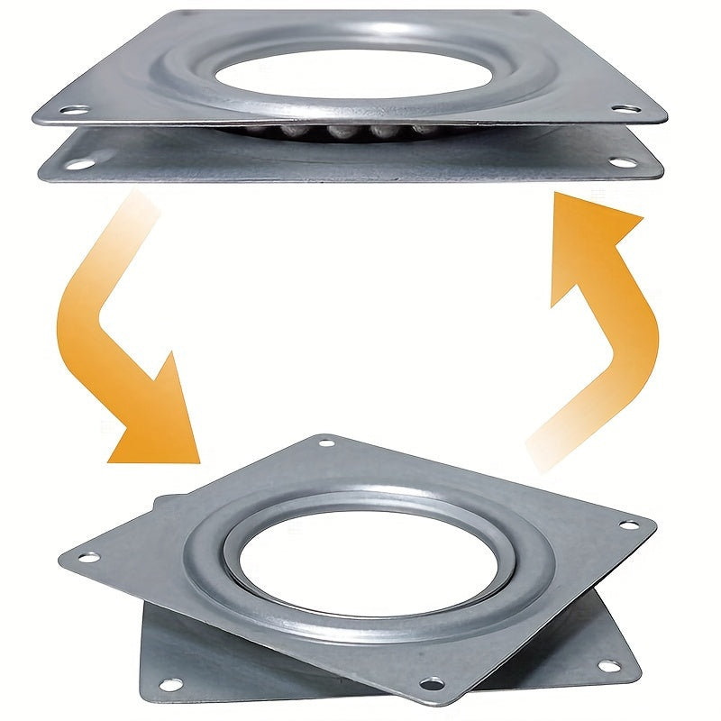 4 dyuymli temir kvadrat Lazy Susan aylantiruvchi rulman, toʻpli rulmanlar bilan, xizmat qilish tasmalariga, oshxona saqlash javonlariga, hunarmandchilik stollariga moʻljallangan, 1 ta paket