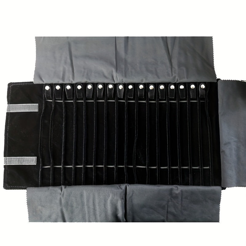 16-Bit Necklace Storage Roll with Anti-Tangling Layer and Elastic Band