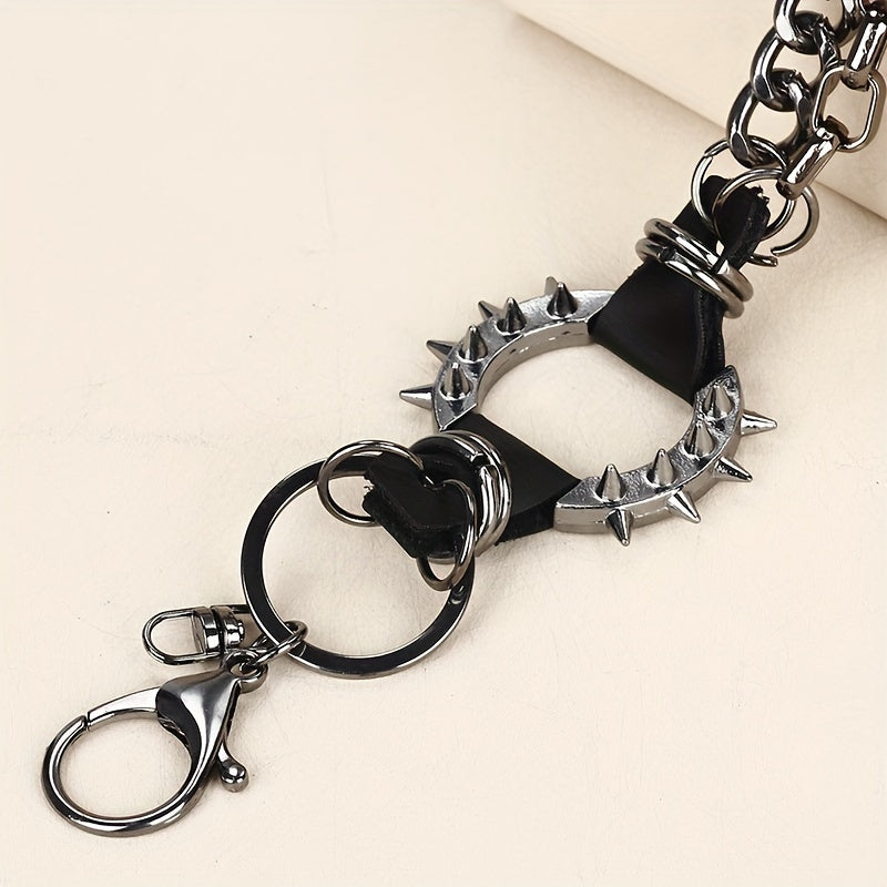 Men's Gold Punk Rock Waist Chain Wallet Chain for Hip-Hop Style with Spiked Design