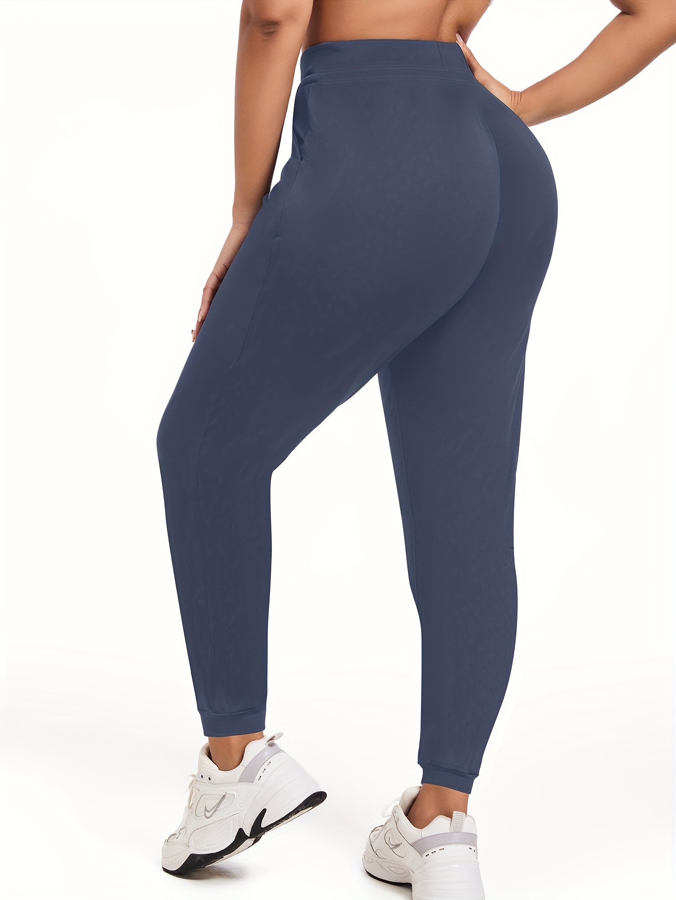 Pantalones de yoga para mujer de talla grande, joggers con cordón, color sólido, leggings deportivos