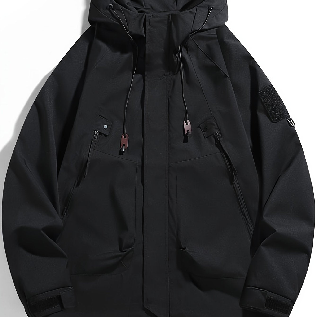 Erkaklar uchun mustahkam sport kurtkasi, fermuarlı cho'ntaklar bilan, bahor/kovak uchun tasodifiy nafas oladigan kapüşonli kurtka.