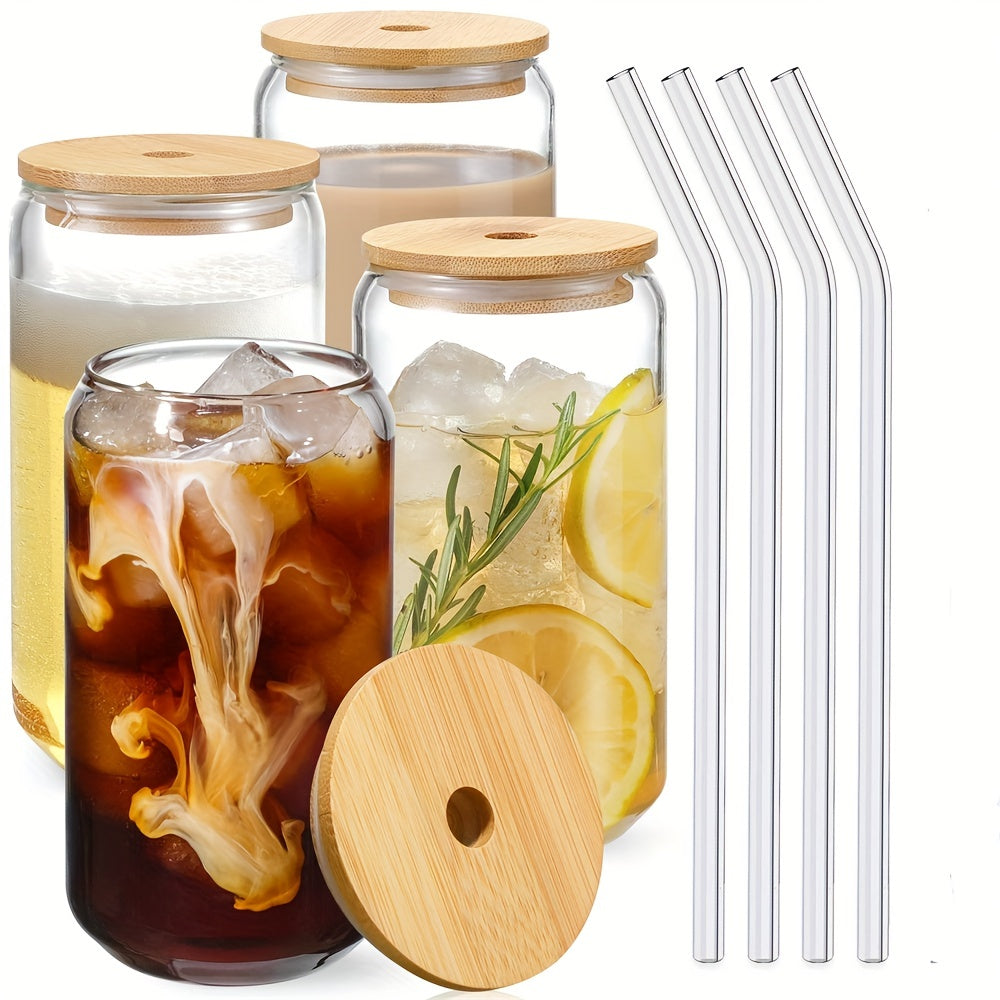 Glass Cup with Lid and Straw for Bubble Tea Juice Beer Milk Mocha 350ml or 550ml