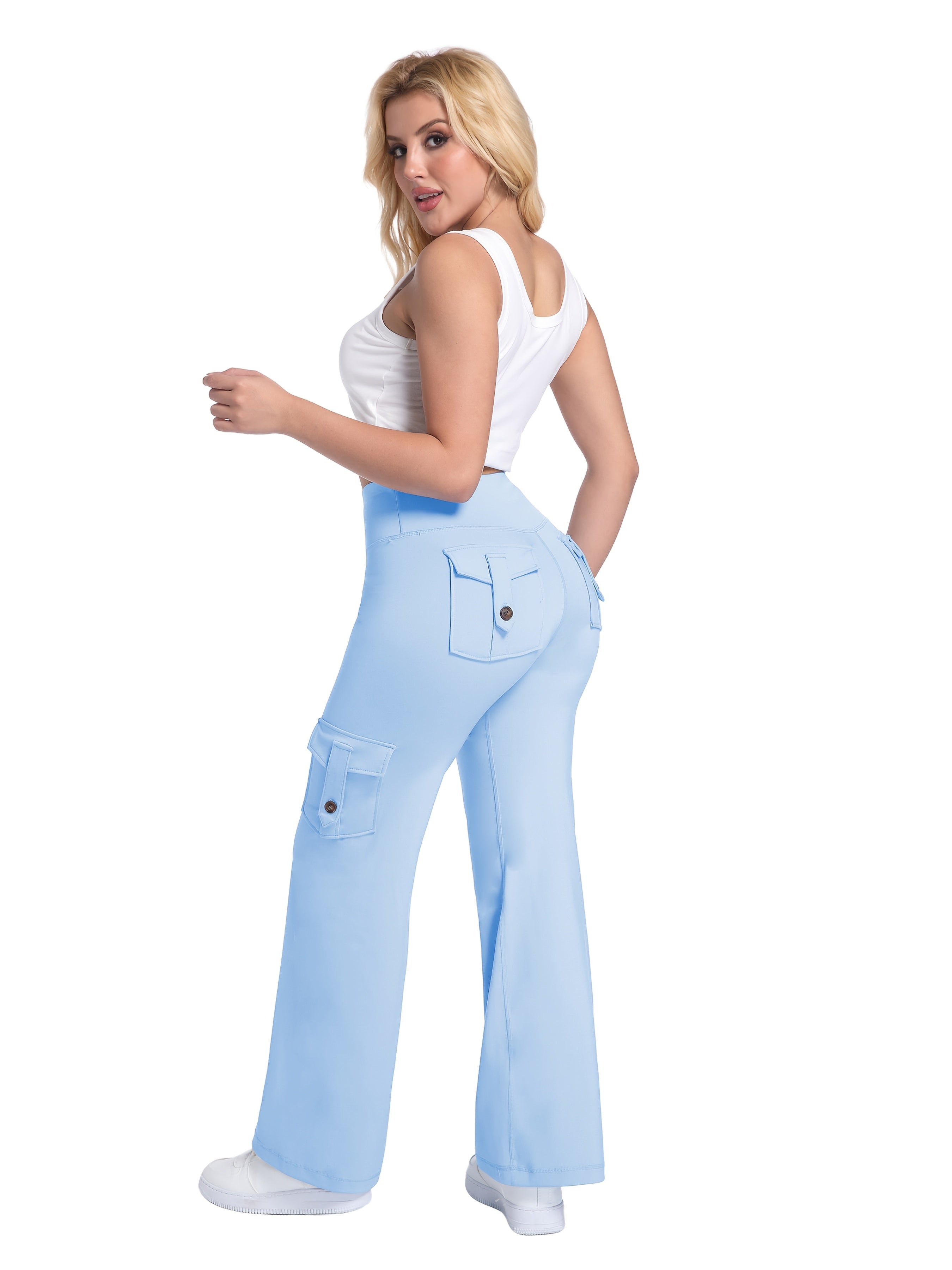 Plus Size Women's Wide Leg Pants Breathable High-Waisted Casual Trousers