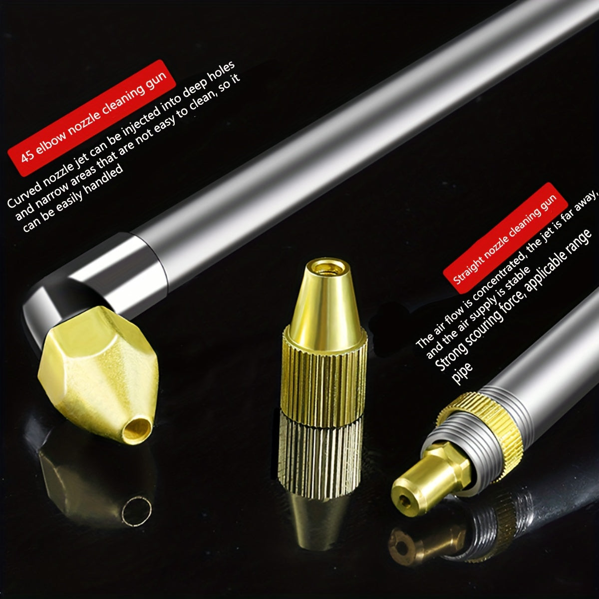 Pistola de aire de acero inoxidable con manguera de 4 pies para limpieza neumática