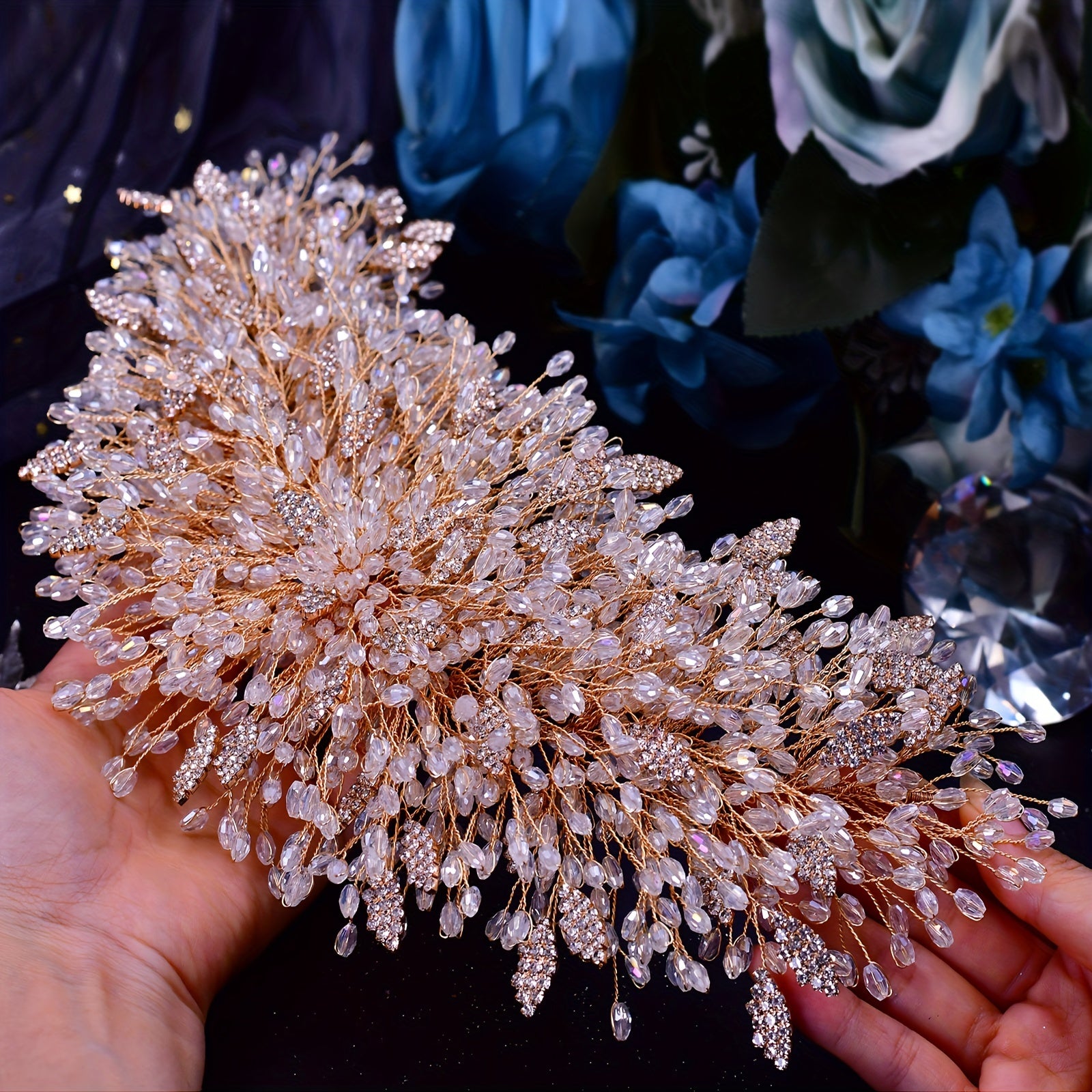 Multilayer Rhinestone Bridal Headband with Crystal Embellishments for Weddings