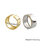 Women’s Sterling Silver Adjustable Open Band Ring Wide Face Smooth Finish for Parties and Gifts