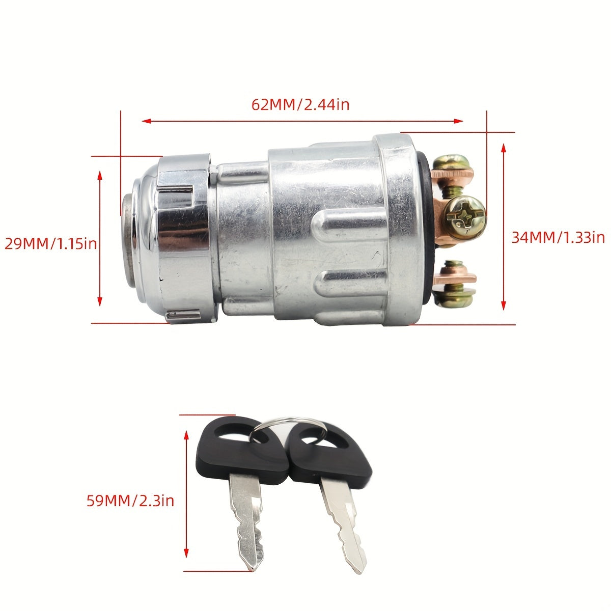 Car Motorcycle Tractor Ignition Starter Switch 4 Position 2 Keys