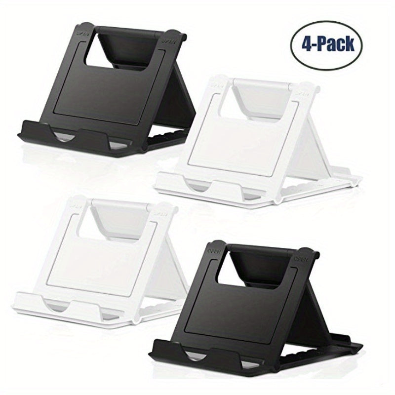 Square Folding Phone Holder Pack of 1 2 or 4 ABS Portable Travel Stand for Smartphones and Tablets