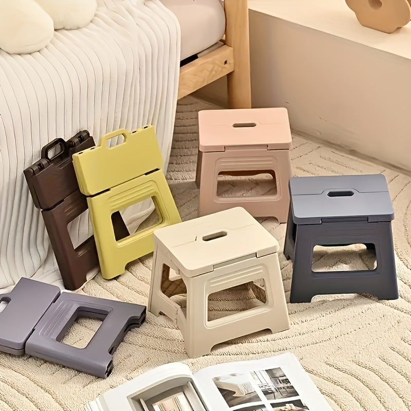 Square Plastic Folding Stool Adjustable Slip-Resistant Portable for Travel and Fishing