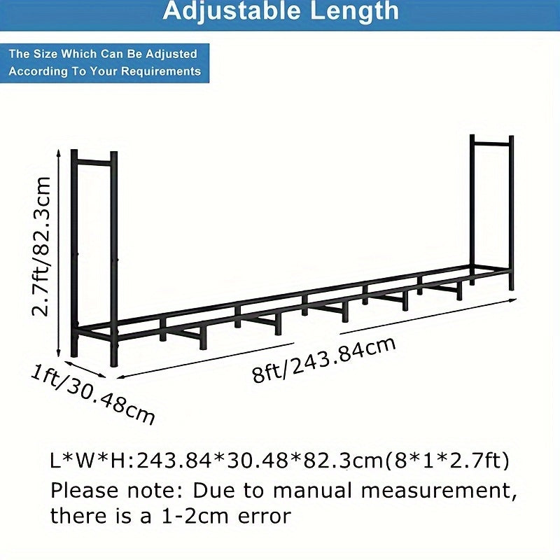 Indoor Outdoor Metal Log Storage Rack Heavy Duty Firewood Holder 243.84 cm