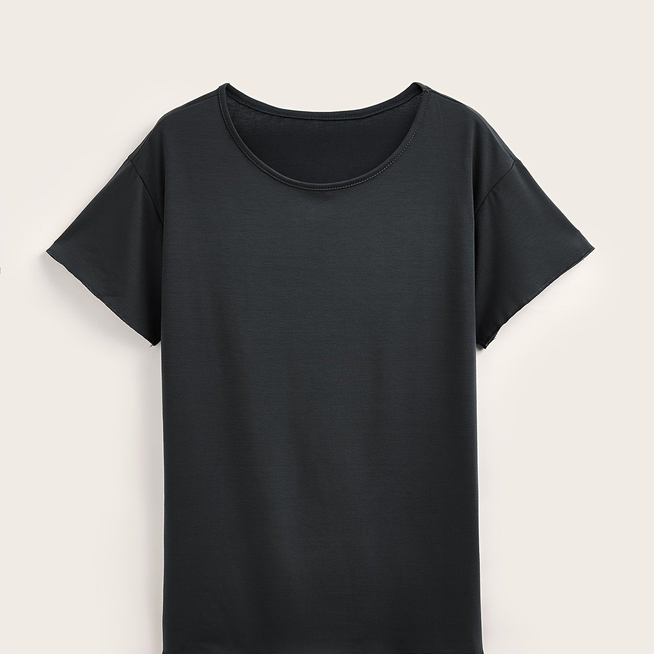 Plus Size Women's Breathable Black Casual Sporty T-Shirt for Relaxed Wear