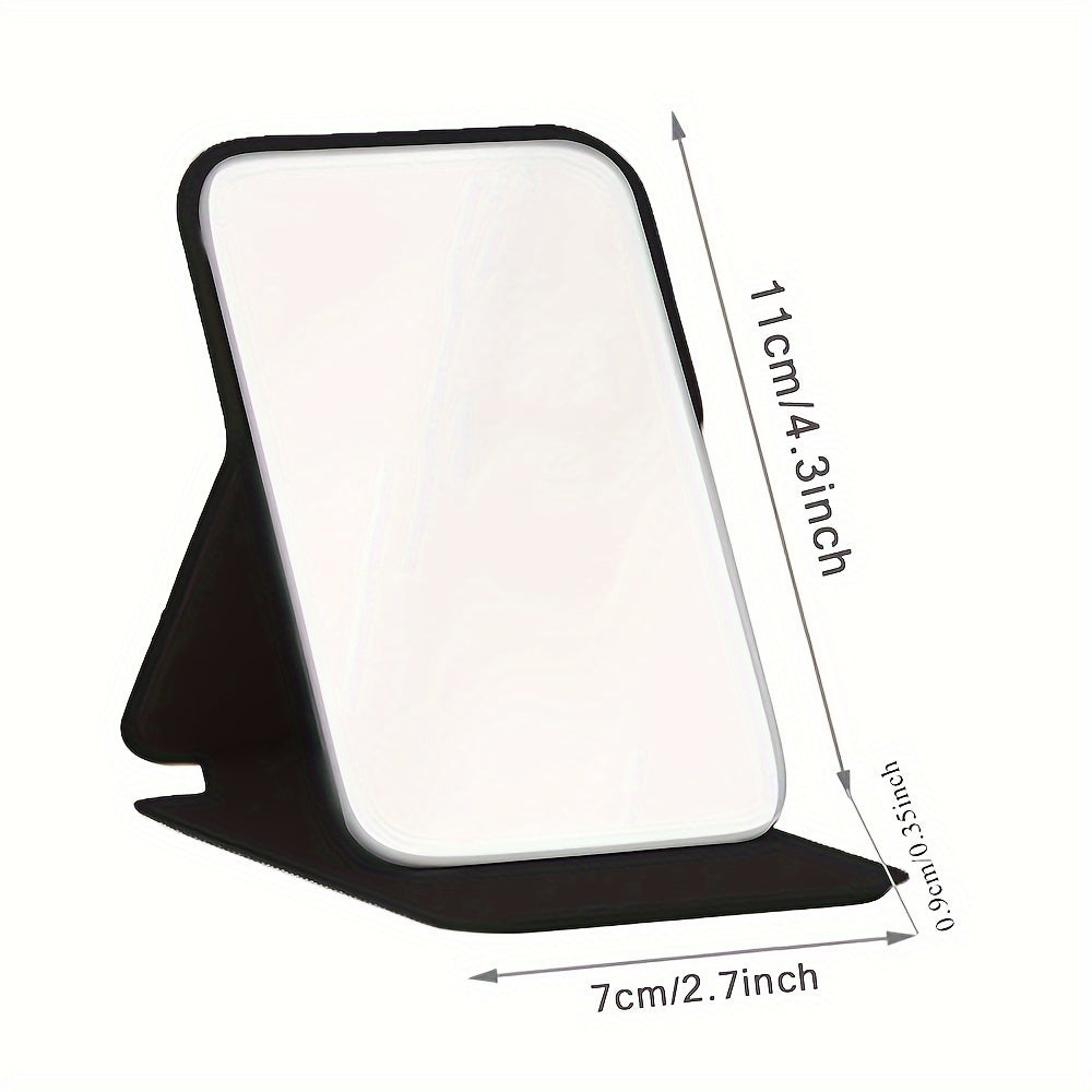 Personalized Pink Floral PU Leather Folding Makeup Mirror with Monogram and Stand