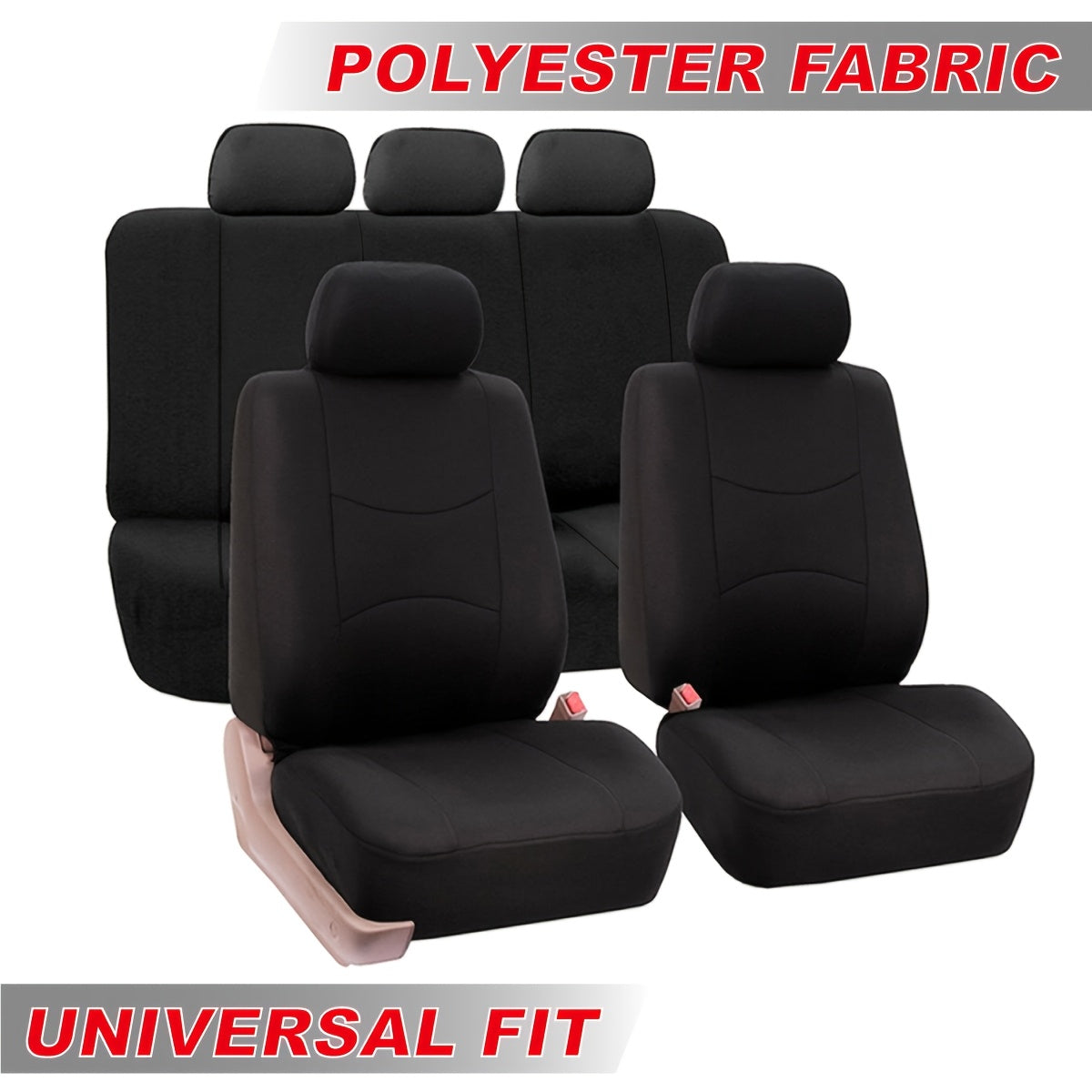 Polyester Car Seat Cover Set for 5 Seats Universal Fit Breathable Durable