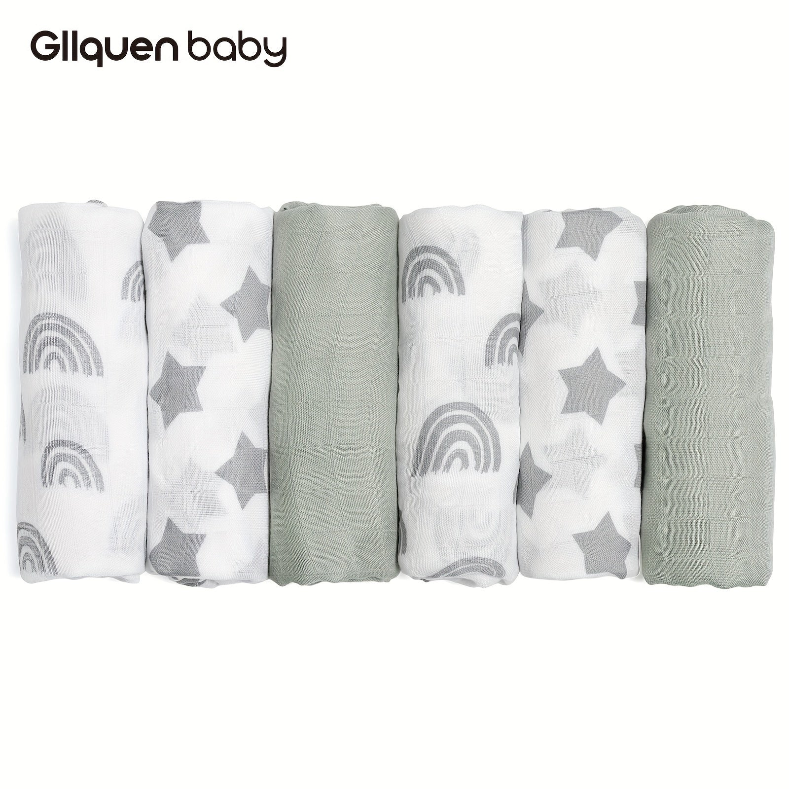 Six Pieces Cotton Muslin Receiving Blankets Breathable Soft and Thin for Baby