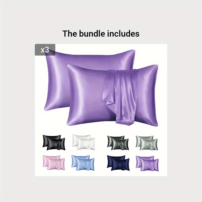 Set of 2 Satin Pillowcases Solid Color Envelope Style for Hair and Wrinkle Reduction