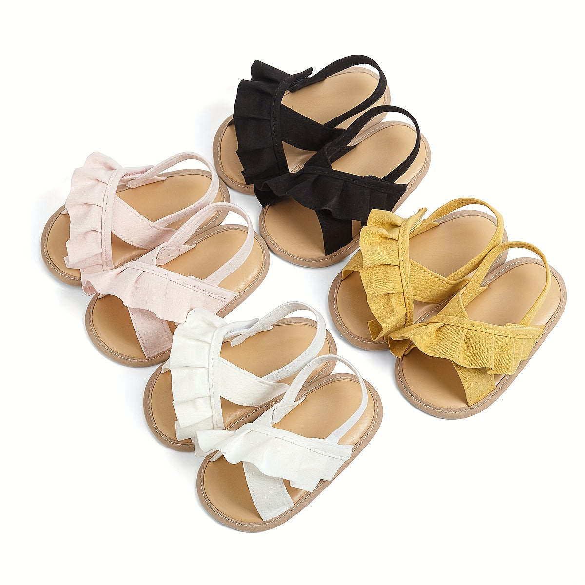 Baby Girl Open Toe Sandals Solid Color Lightweight Breathable Spring Summer Shoes