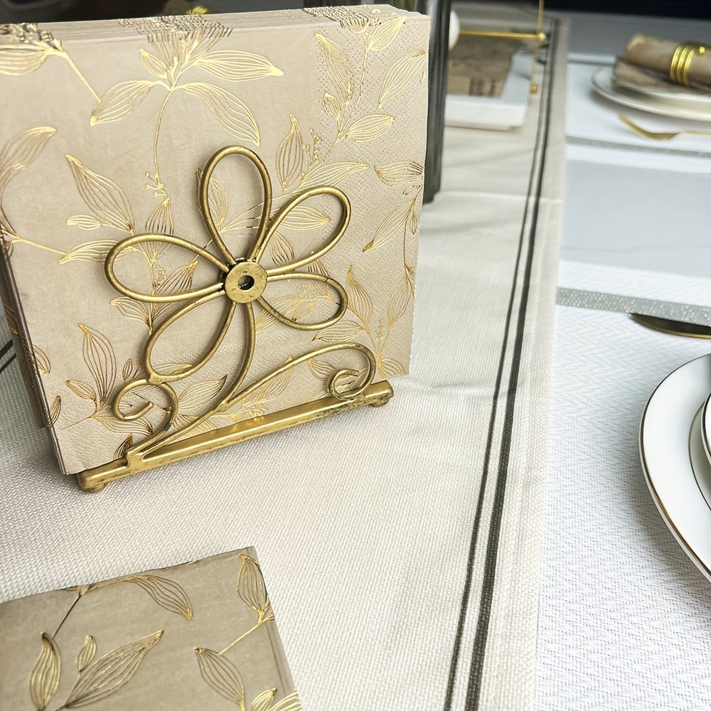 Набор из 20 одноразовых салфеток с золотым листовым узором, 33 см квадратных, для свадеб и вечеринок