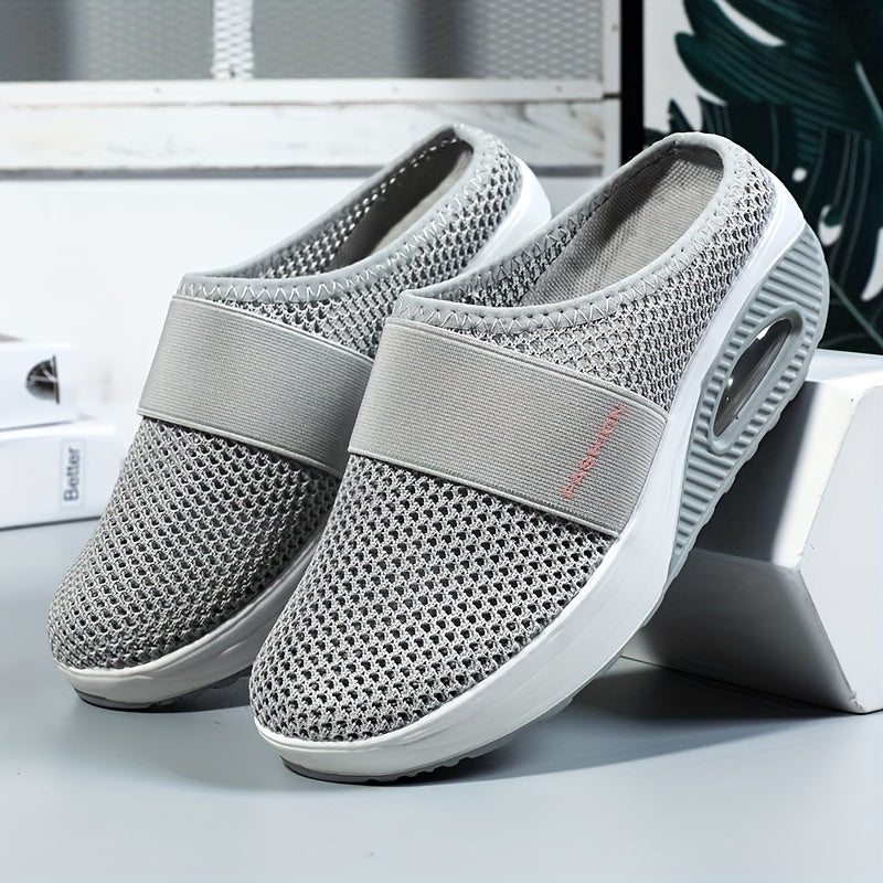 Ayollar uchun nafas oluvchi mesh slip-on platform sport poyabzali, kundalik va barcha mavsum uchun oyoq kiyim