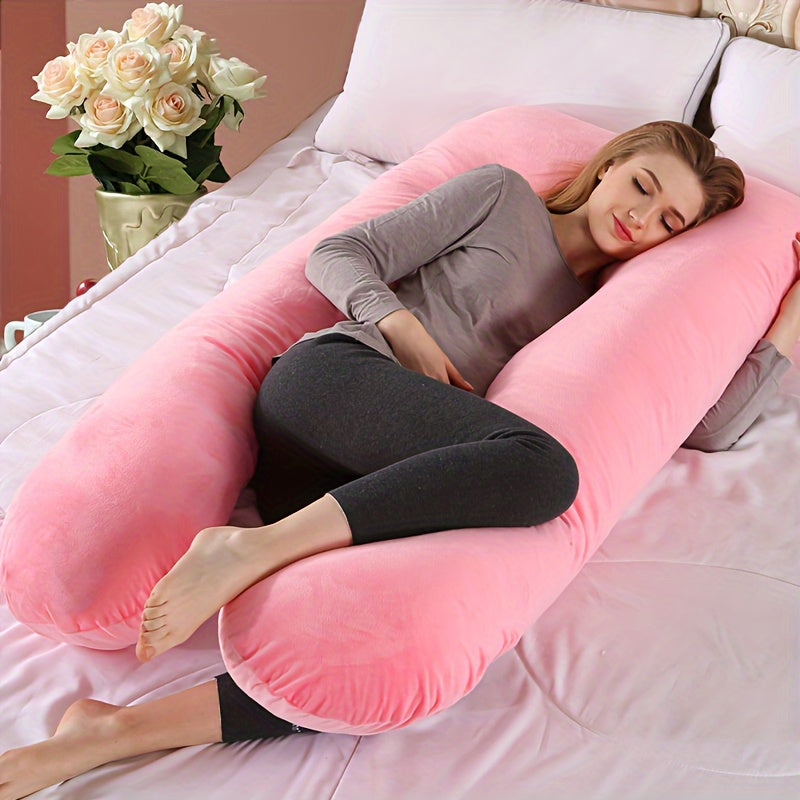 Ultra-Soft Crystal Velvet U-Shaped Maternity Pillow Full Body Support for Restful Sleep
