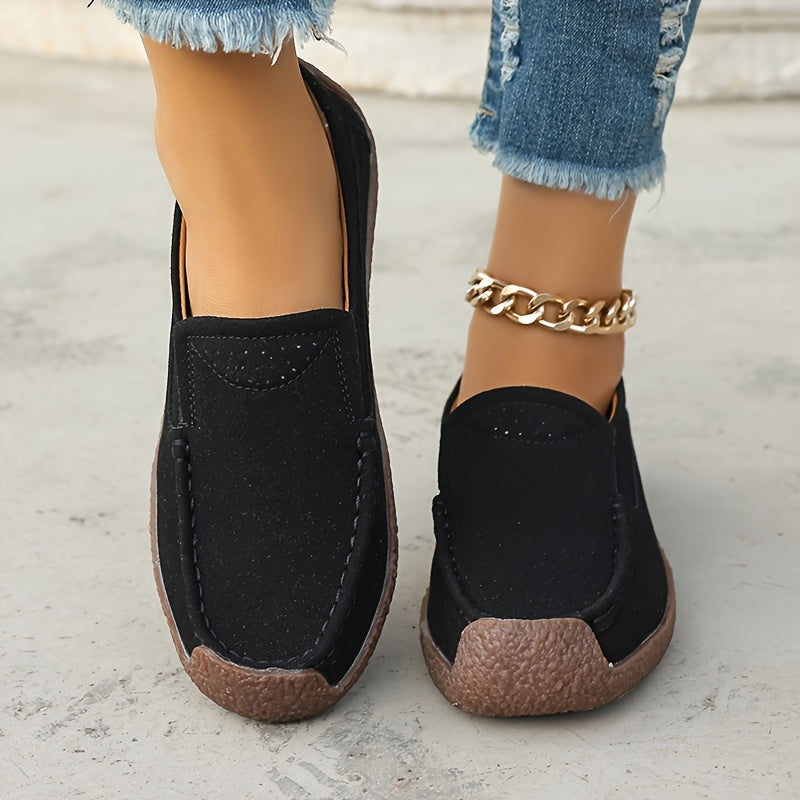 Женские черные лоферы-слипы повседневные туфли с нескользящей подошвой из TPR