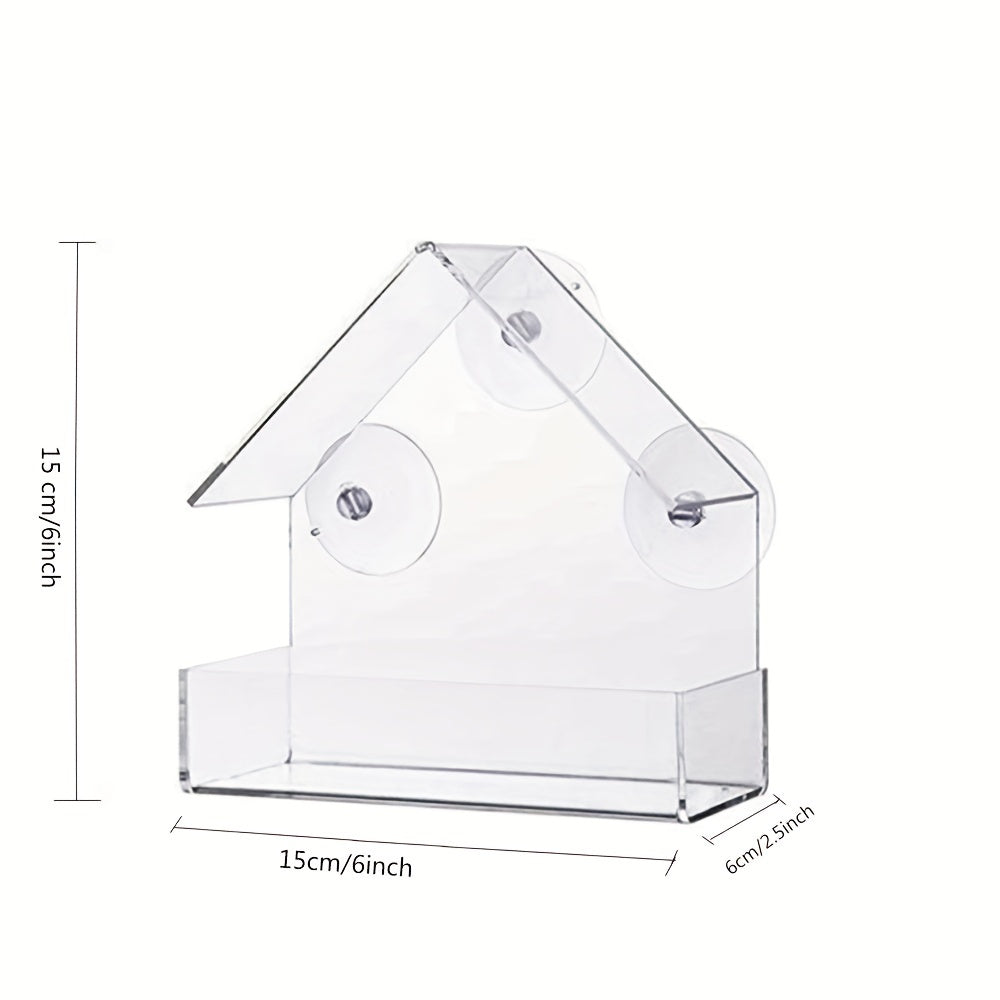 Acrylic Window Bird Feeder for Wild Birds with Transparent Design 14.5x5.5x14.5 Inches