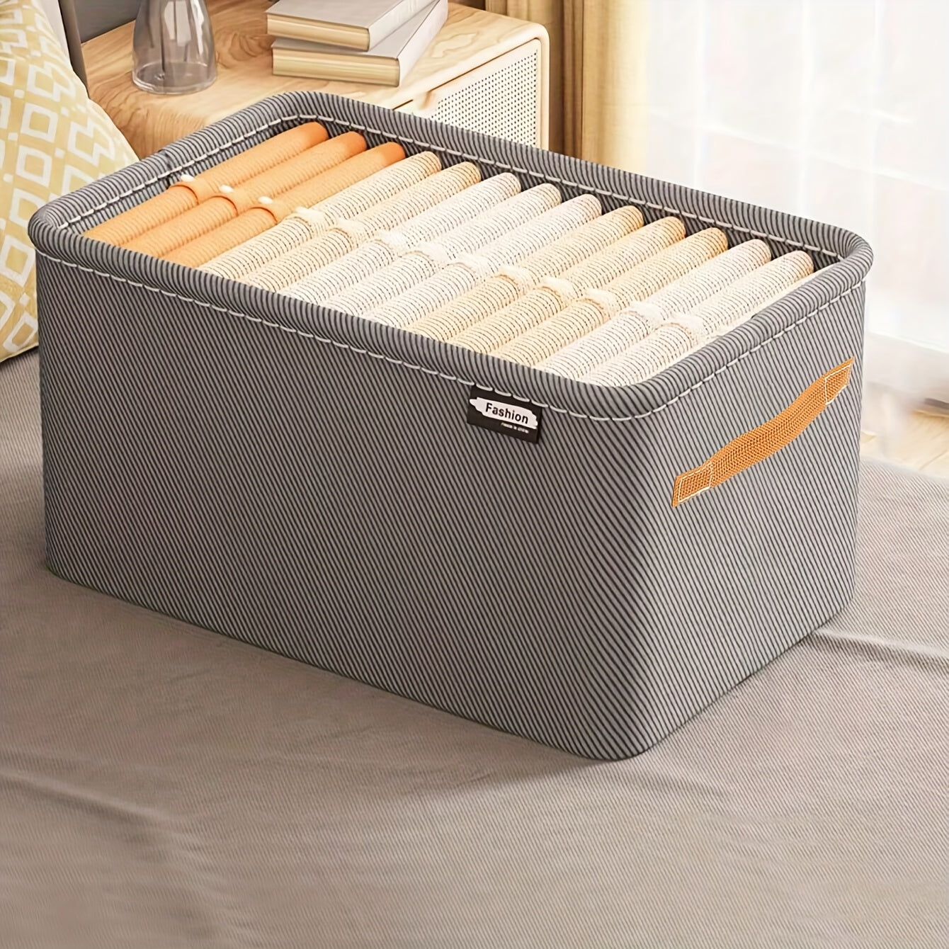 Fabric Laundry Basket with Handles Collapsible Stackable Durable for Bathroom Bedroom