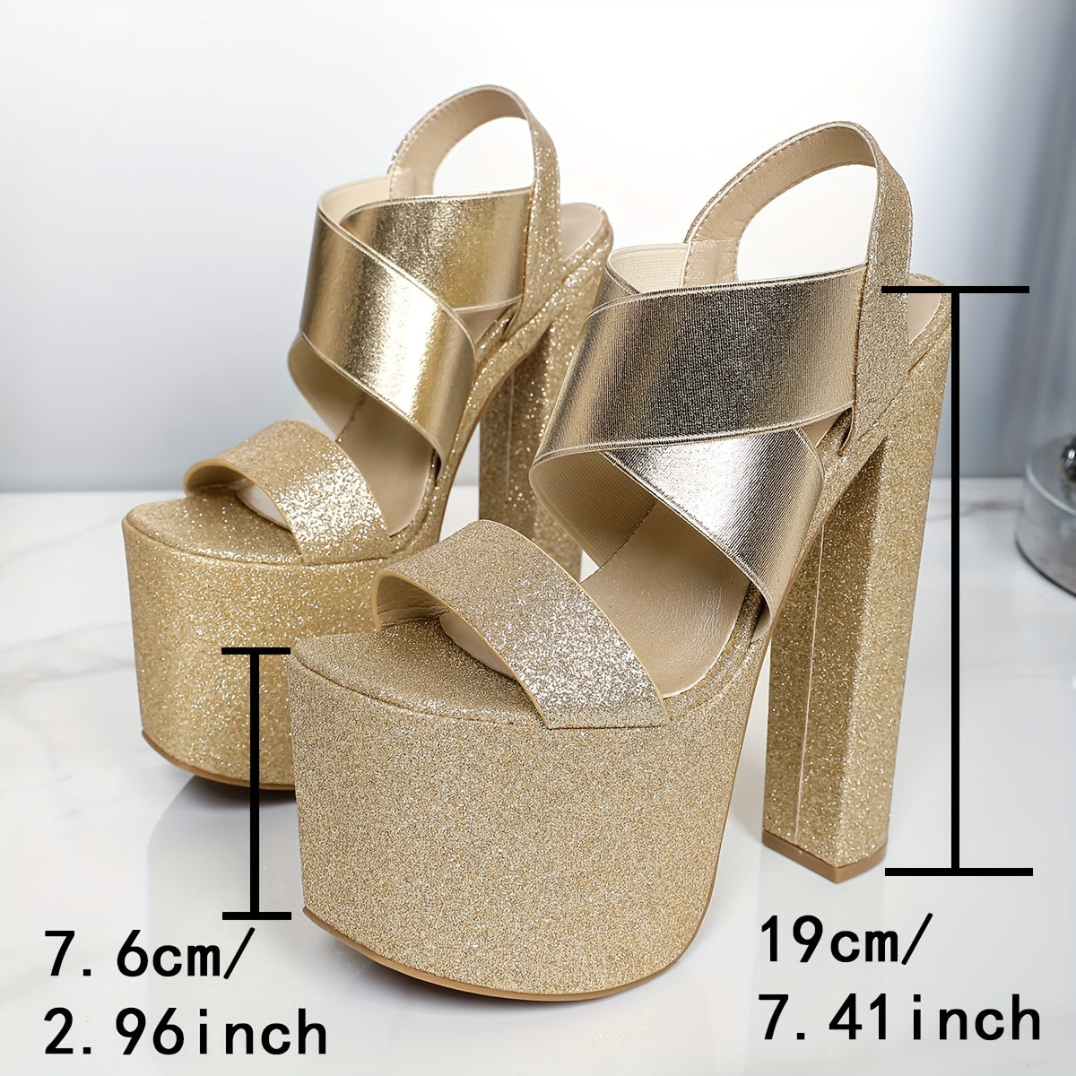 Women's Platform High Heels 19cm Thick Sole Non-Slip TPU Shoes for Party Night Out