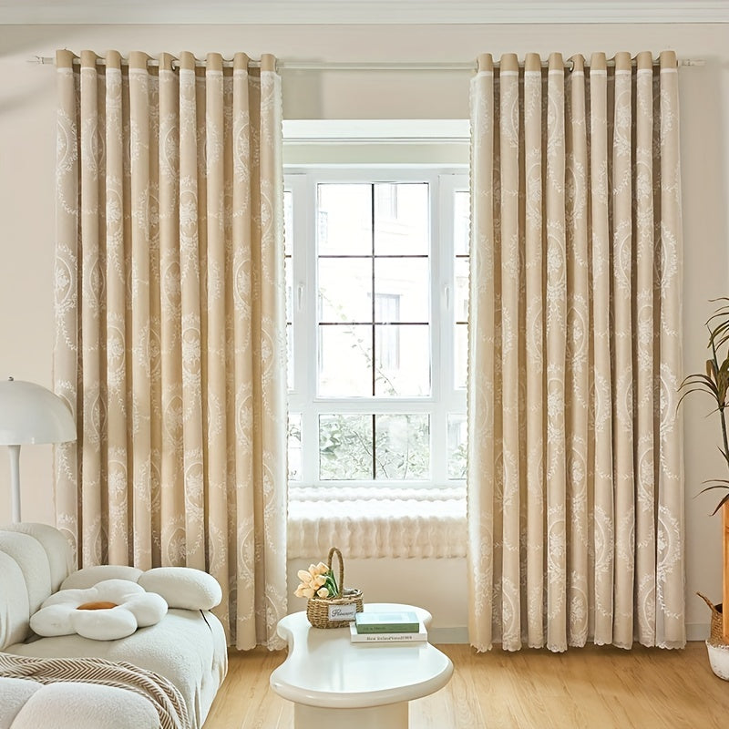 Cortina floral de gasa con filtración de luz de un solo lado, protección UV, tejido de poliéster para sala de estar