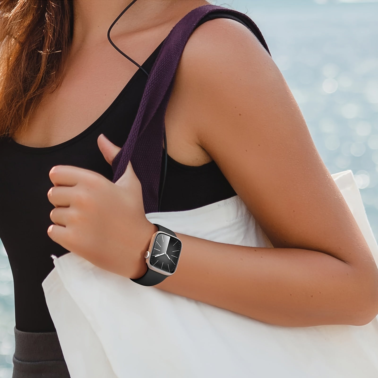 Силиконовые спортивные смарт-часы, набор из 4 штук с бабочковым замком, водоотталкивающие, совместимые с Apple Watch Series 1-9, SE и Ultra, унисекс, без батареи