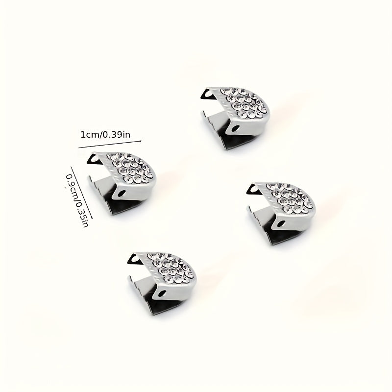 12 Pcs Stainless Steel No-Tie Shoe Clips Diamond-Studded Buckles for Sneakers