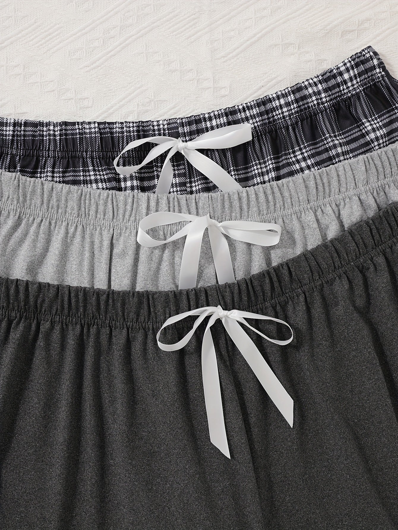 Women's Plus Size Lounge Sleep Shorts with Plaid and Letter Print