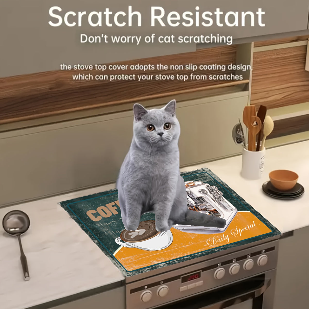 Katta Diatom loyli stol usti matosi, vintage qahva dizayni bilan, 72x52cm, sirgʻalmas, suvga chidamli oshxona himoyachisi