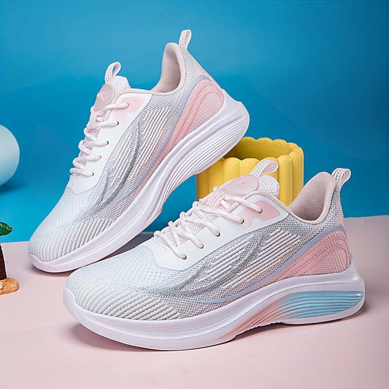 Women's Colorblock Casual Sneakers Breathable Fabric Lightweight Running Shoes